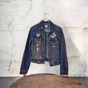 Wax Jean Dark Blue Distressed Jean Jacket
